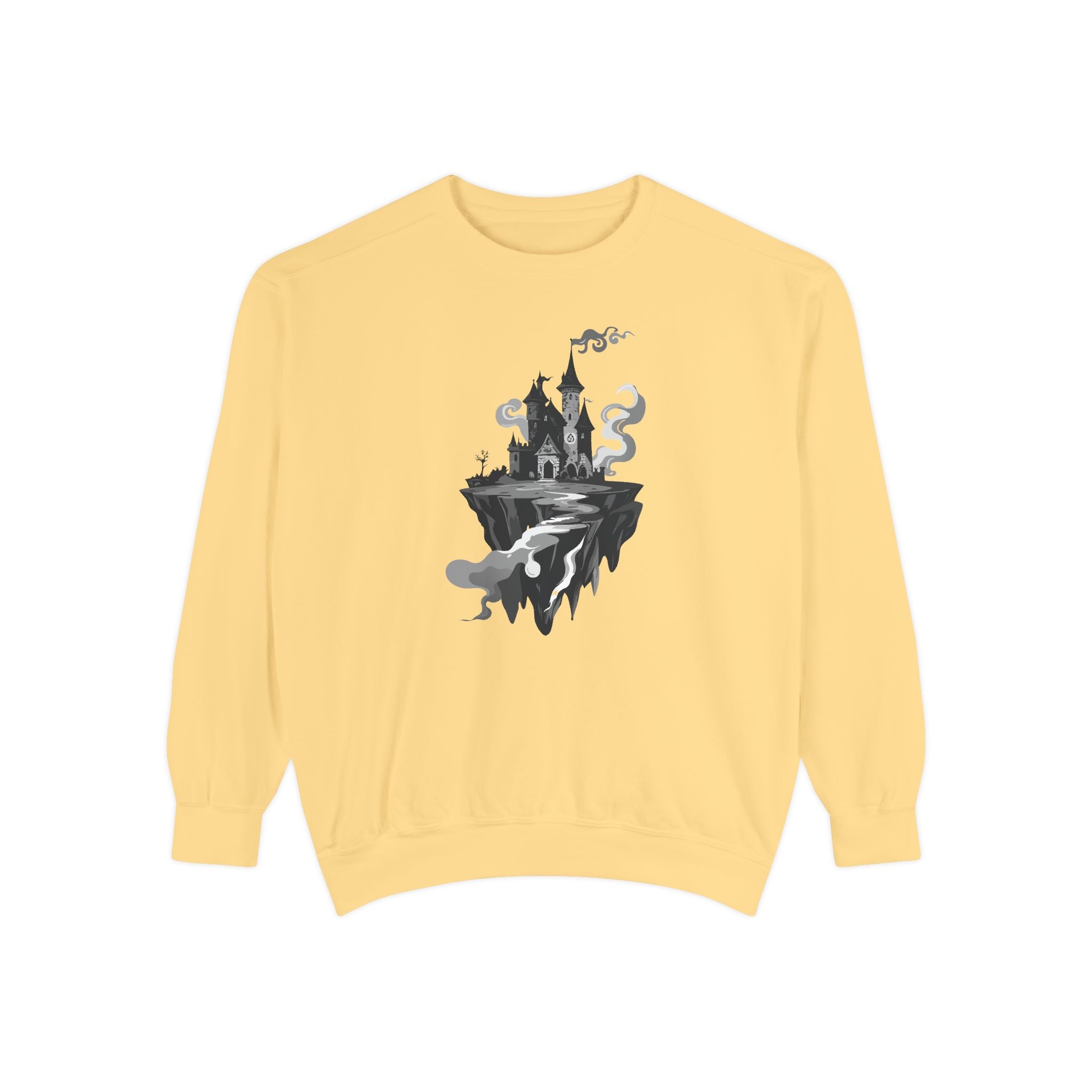 Floating Haunted Castle Sweatshirt Gothic Floating Island Crewneck