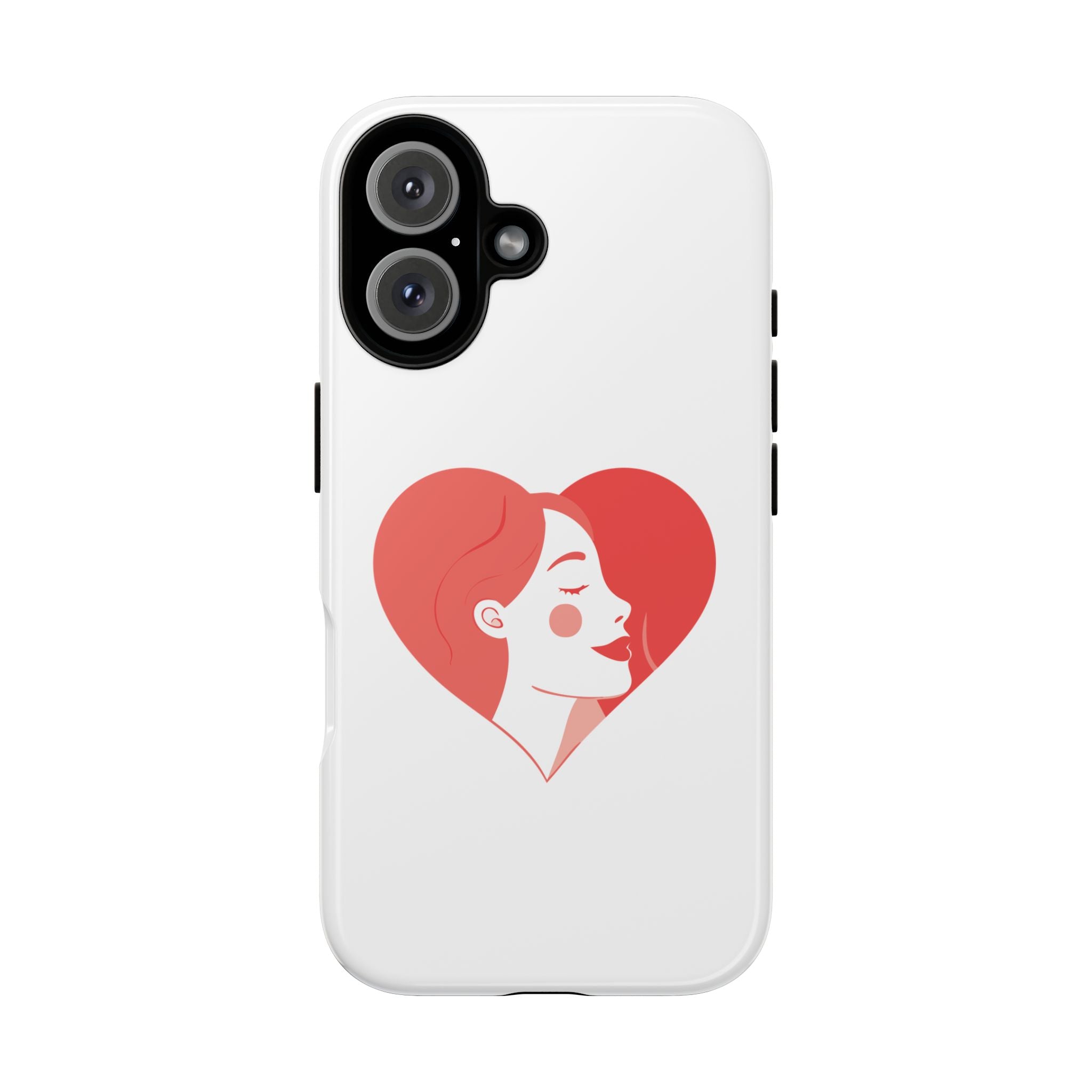 Phone Case — Minimal Heart Portrait Protective Tough Case (Pink Girly Love Design)