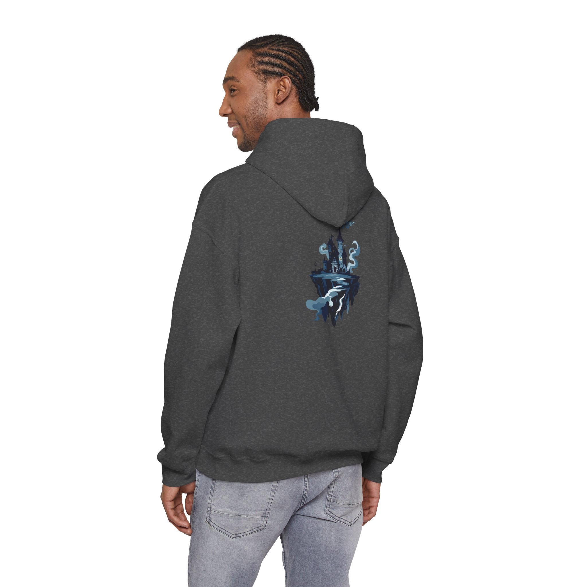 Castle Island Hoodie Floating Gothic Castle Graphic Hooded Sweatshirt