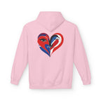 Patriotic Heart Face Hoodie Red White Blue Love Graphic