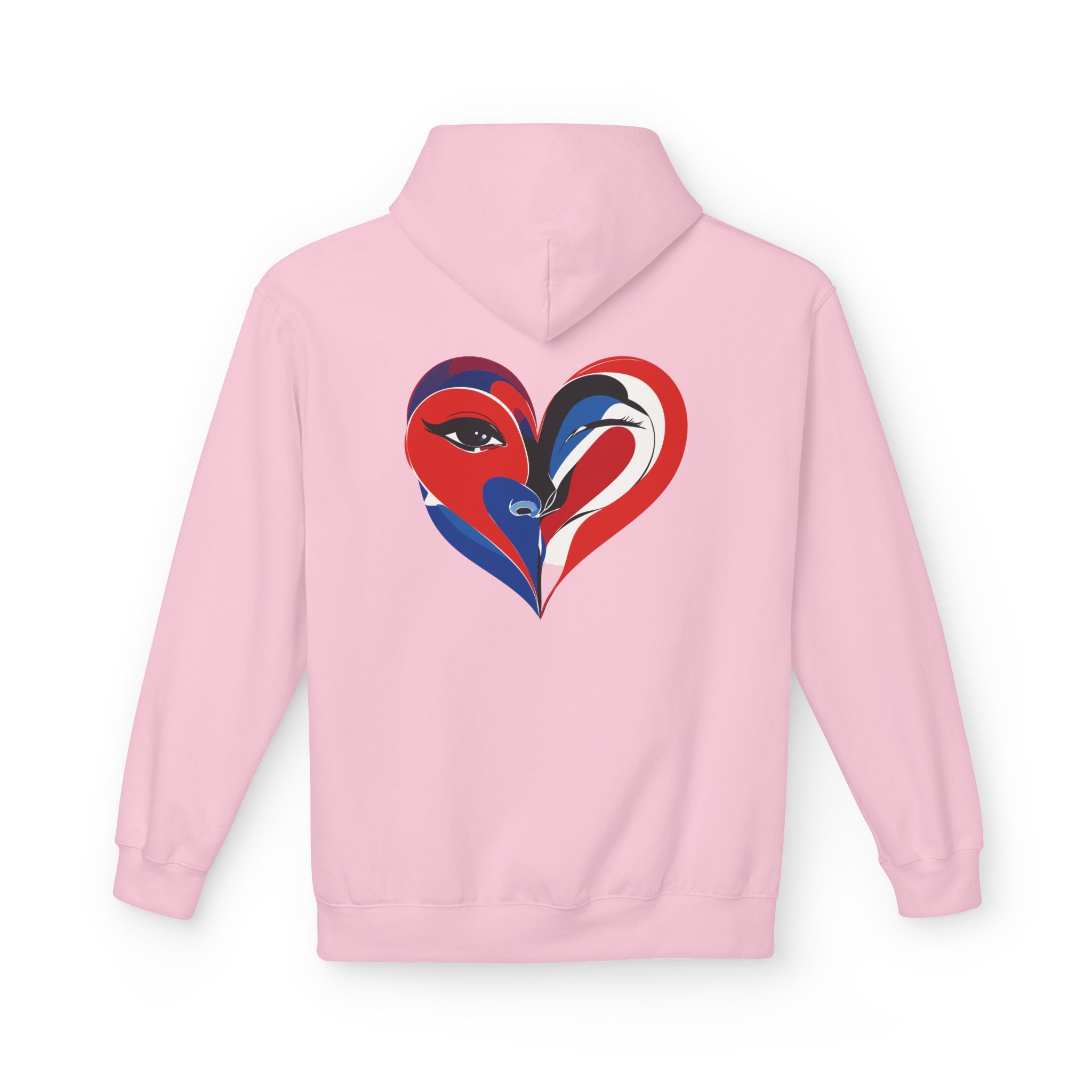 Patriotic Heart Face Hoodie Red White Blue Love Graphic