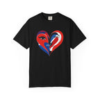 Heart Art Graphic Tee Red & Blue Woman Face Heart Design