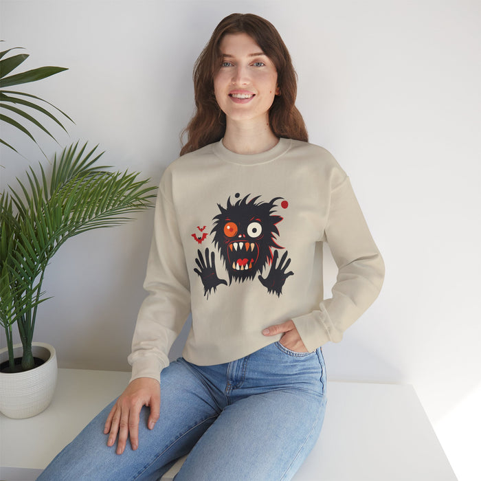 Halloween Monster Crewneck Sweatshirt Spooky Cute Monster Graphic
