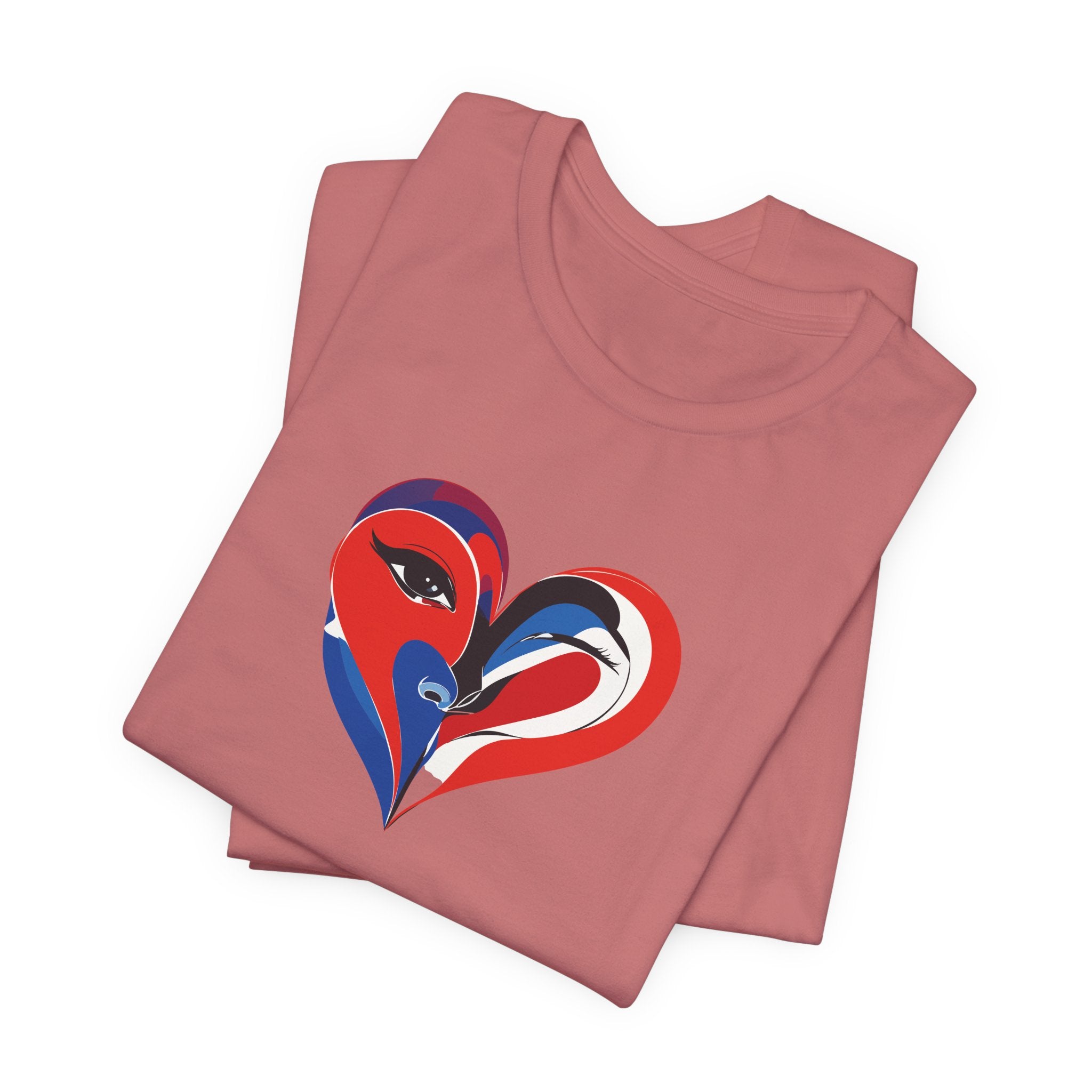 Heart Portrait Tee Romantic Face Heart Graphic T‑Shirt