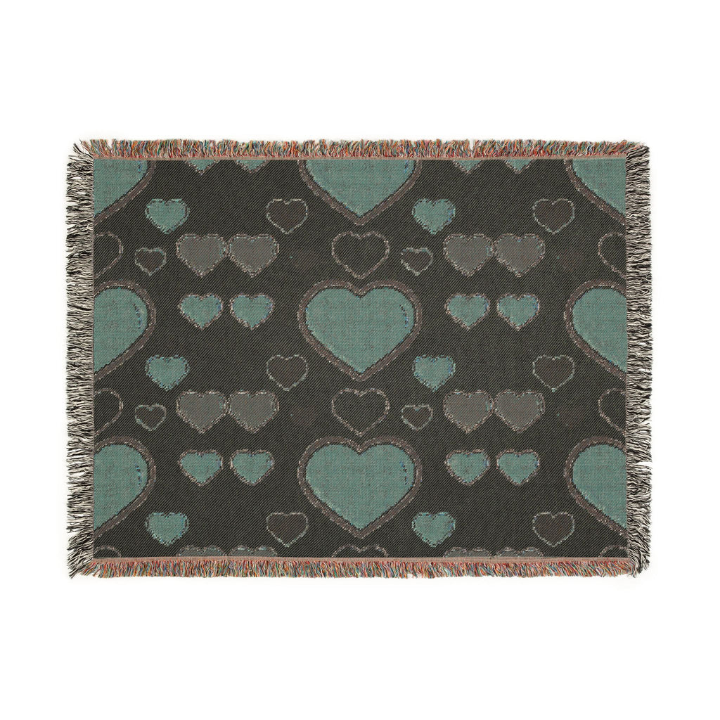 Heart Pattern Woven Blanket - Cozy Retro Hearts Throw for Living Room & Gift