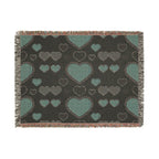 Heart Pattern Woven Blanket - Cozy Retro Hearts Throw for Living Room & Gift