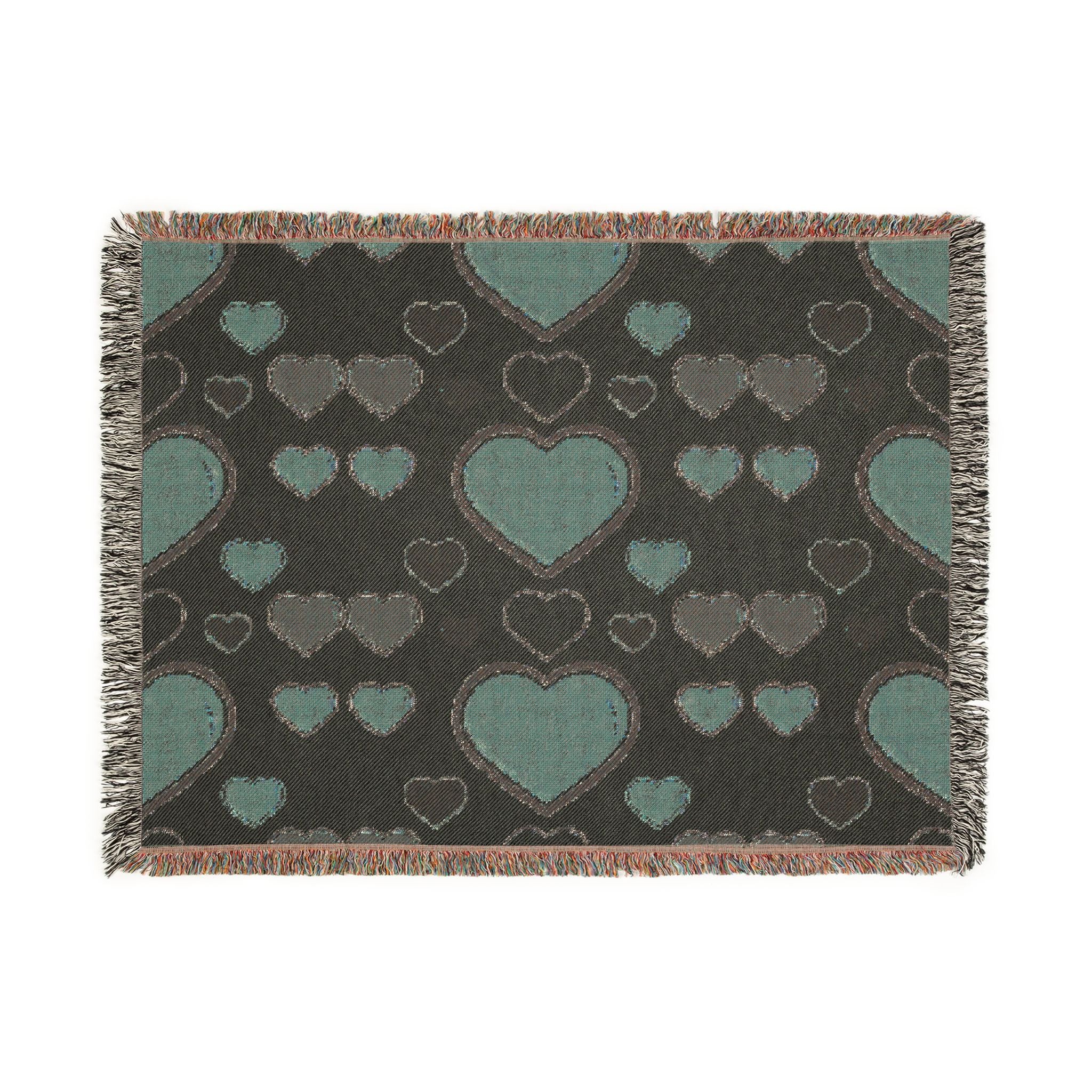 Heart Pattern Woven Blanket - Cozy Retro Hearts Throw for Living Room & Gift