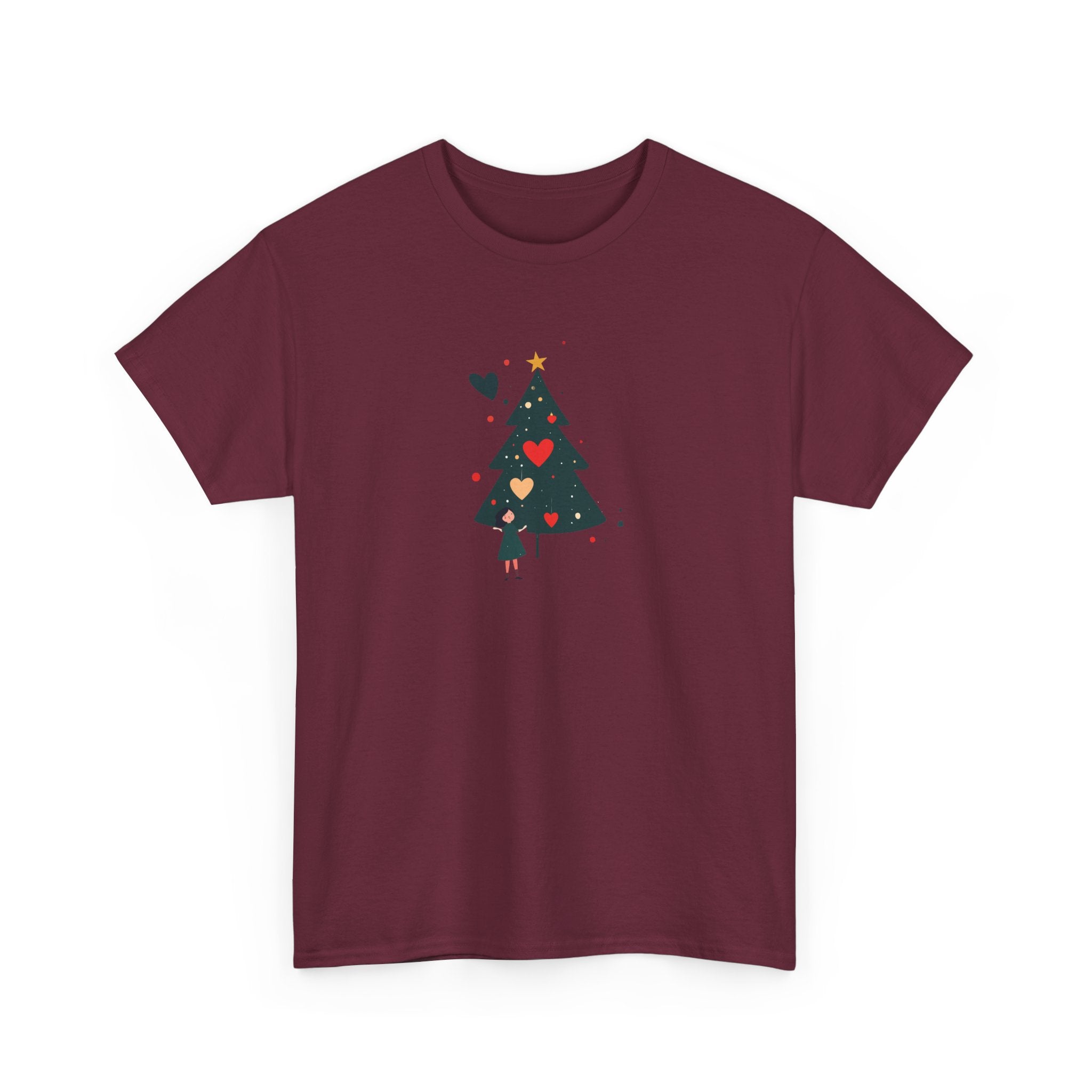Christmas Tree Tee — Cute Heart Holiday T‑Shirt
