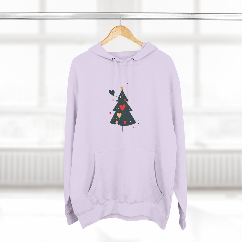 Christmas Tree Heart Hoodie – Cute Minimal Holiday Fleece Hoodie