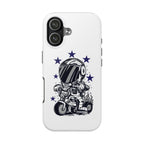 Astronaut Biker Tough Phone Case Retro Space Helmet Rider with Stars