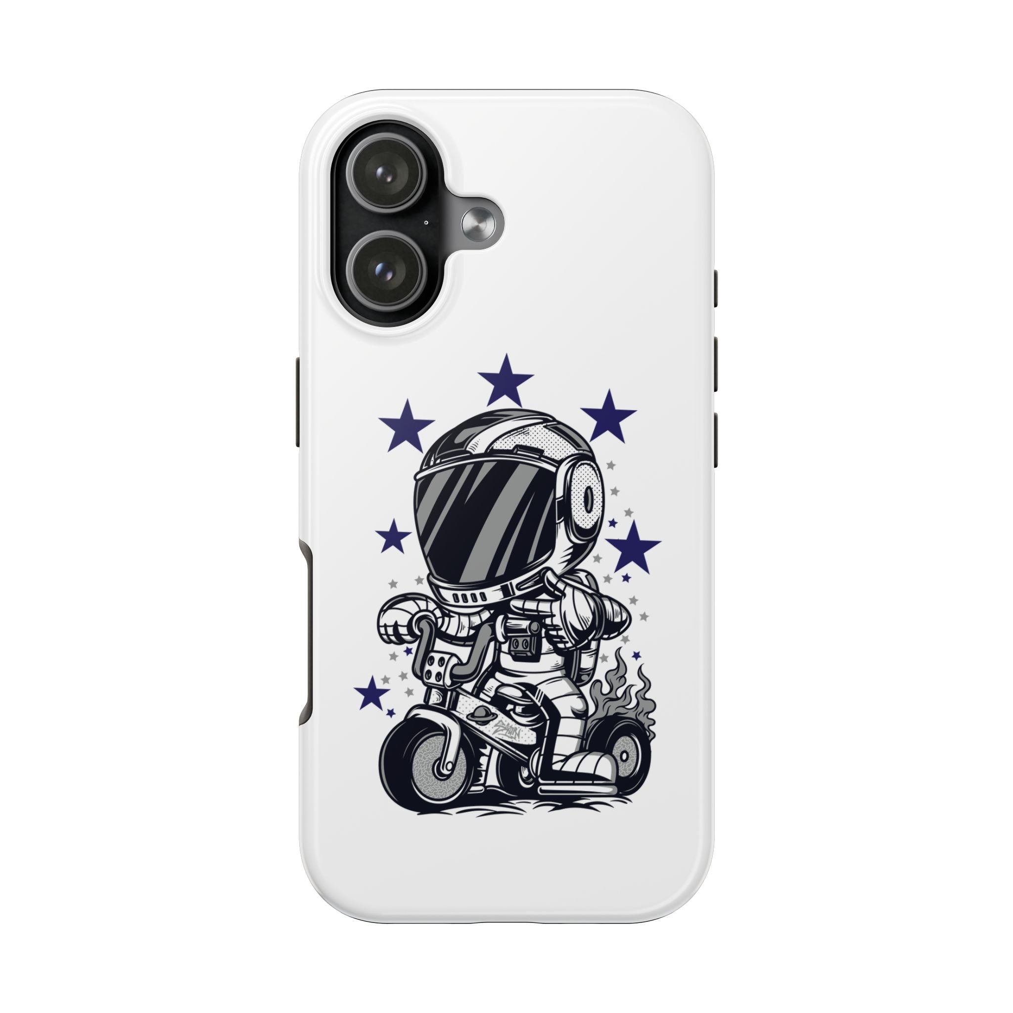 Astronaut Biker Tough Phone Case Retro Space Helmet Rider with Stars