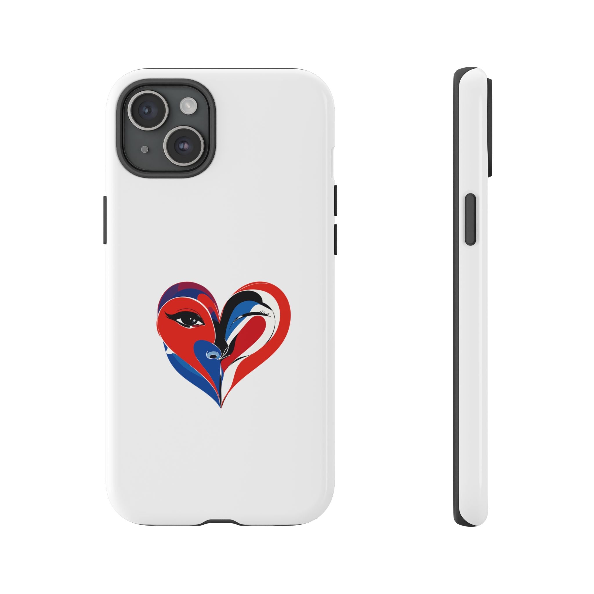 Heart Face Phone Case Red & Blue Abstract Love Design