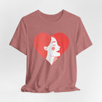 Heart Profile Tee - Minimal Romantic Woman Illustration T-Shirt