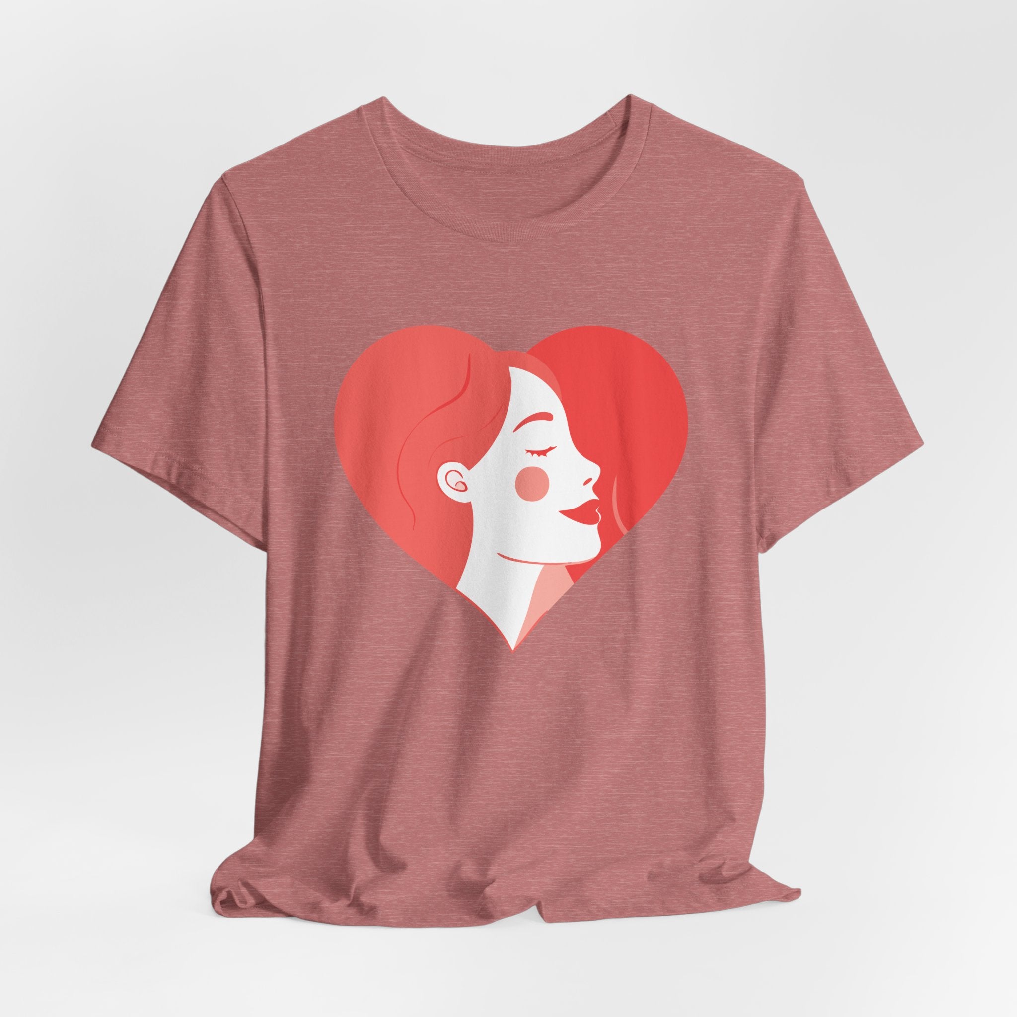 Heart Profile Tee - Minimal Romantic Woman Illustration T-Shirt
