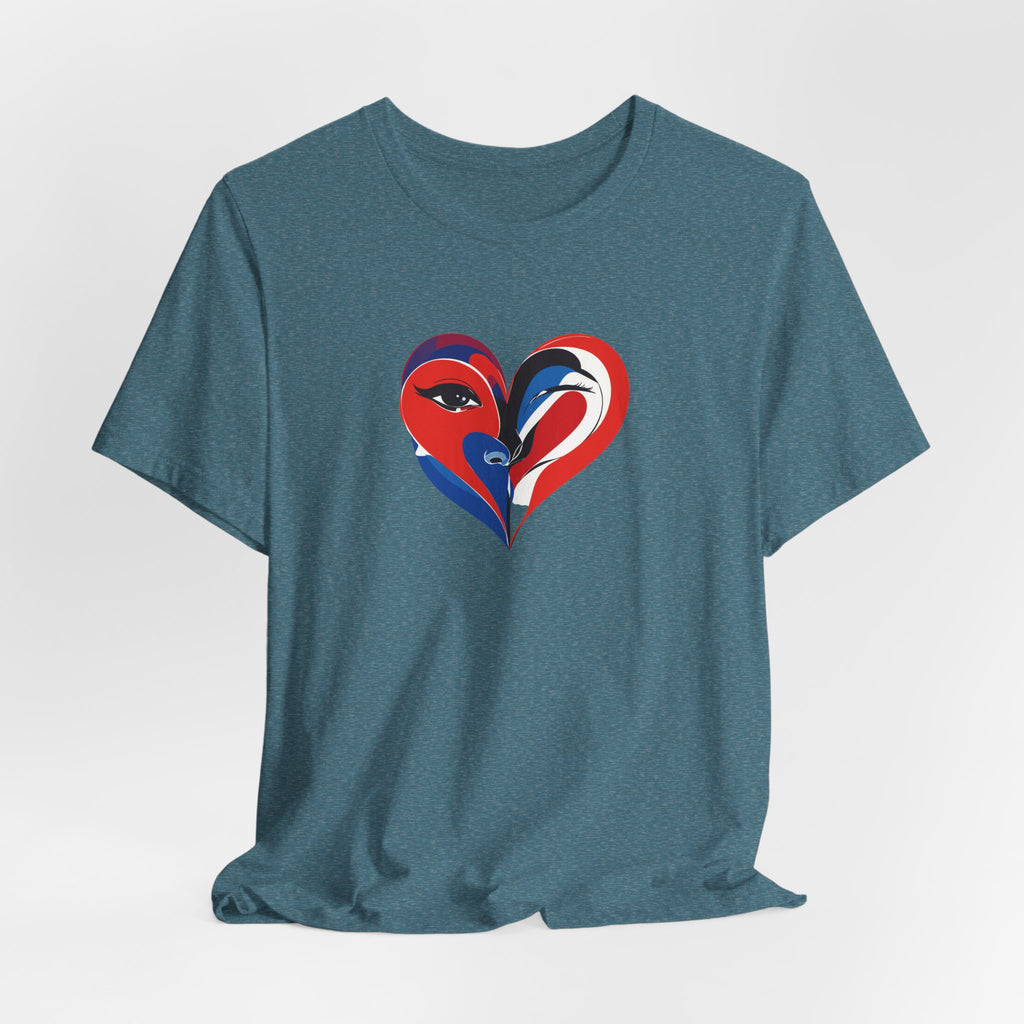 Heart Portrait Tee Romantic Face Heart Graphic T‑Shirt