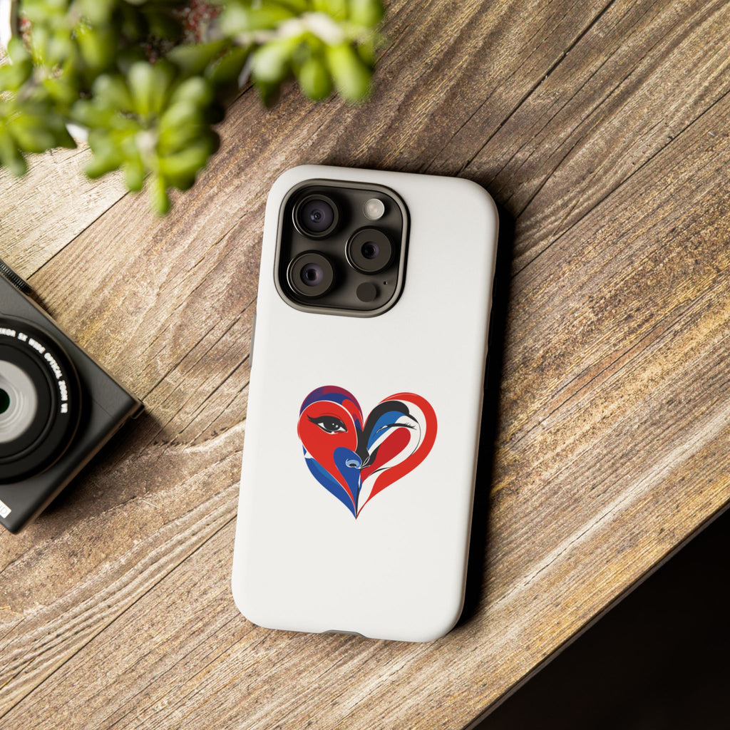 Heart Face Phone Case Red & Blue Abstract Love Design