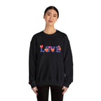 LOVE Floral Crewneck Sweatshirt Heart Pattern Cozy Pullover