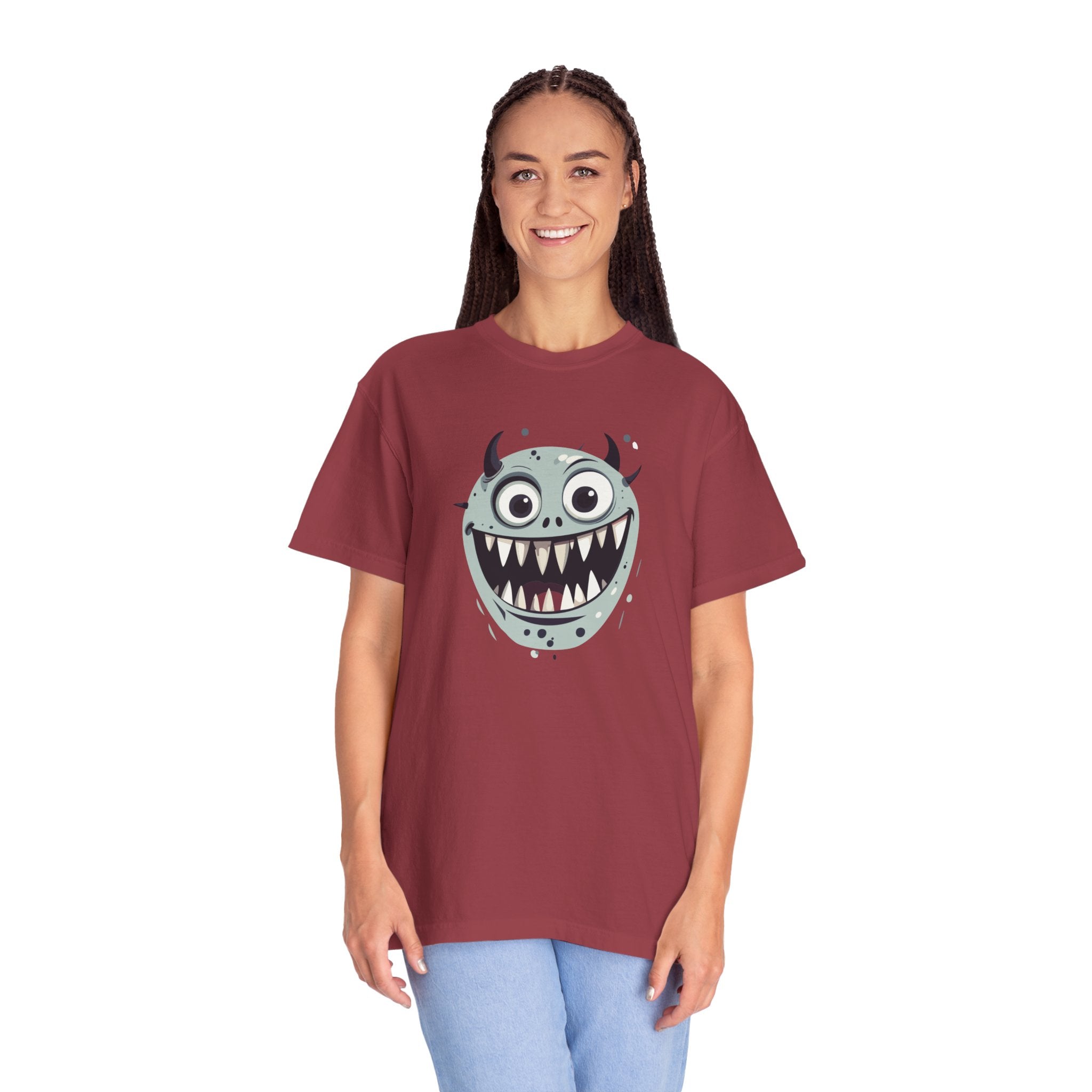 Monster Face T-Shirt Funny Creepy Grinning Monster Graphic Tee