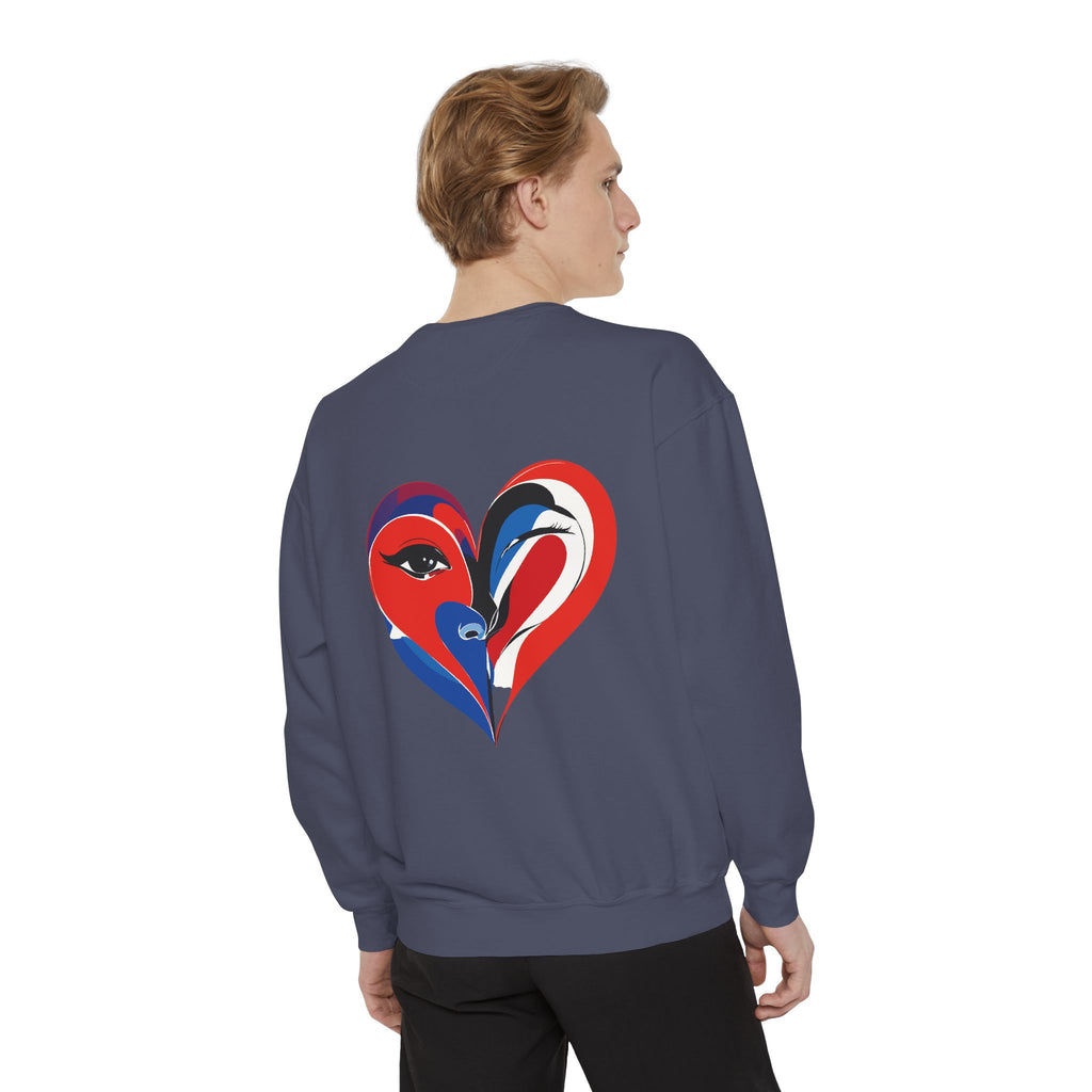Heart Portrait Sweatshirt Artistic Dual-Face Love Graphic