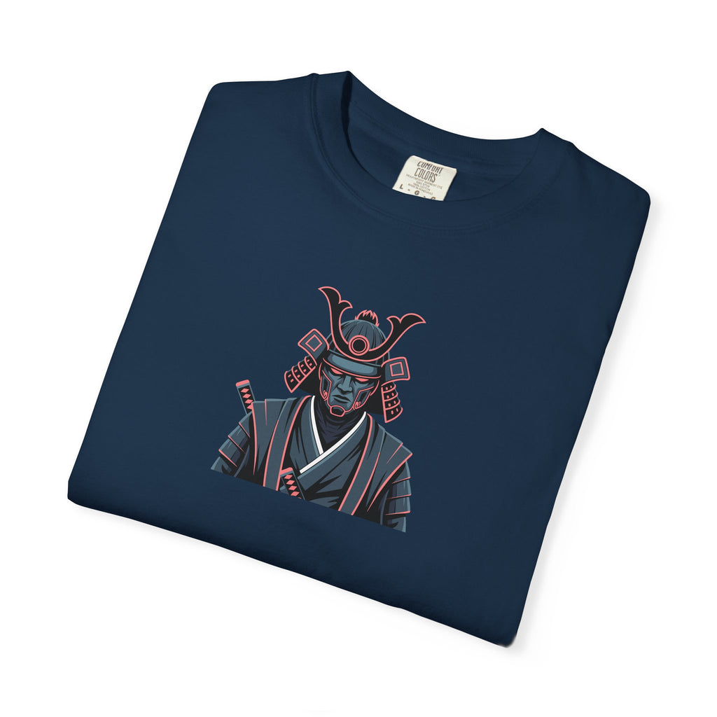 Samurai Warrior Graphic T-Shirt Retro Neon Japanese Armor Tee