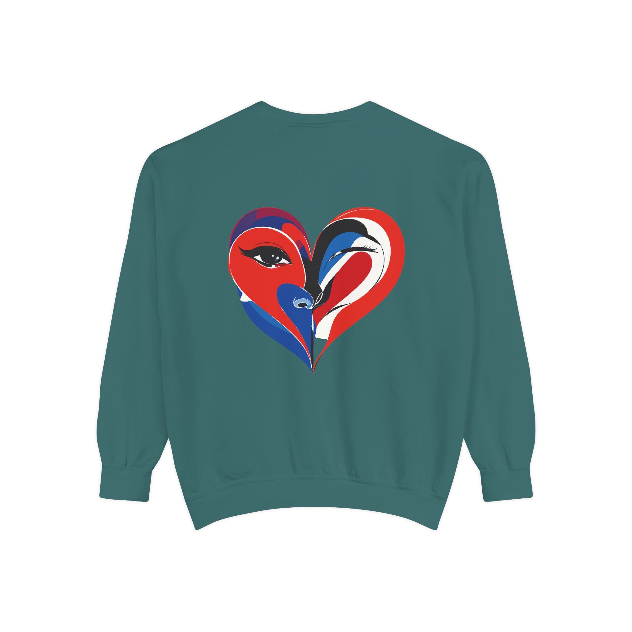 Heart Portrait Sweatshirt Artistic Dual-Face Love Graphic