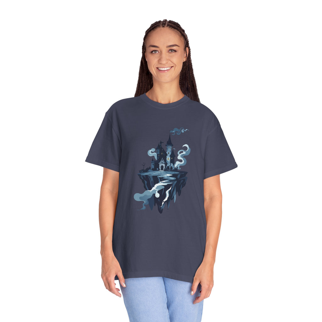 Floating Haunted Castle T‑Shirt Spooky Gothic Fantasy Tee