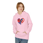 Patriotic Heart Face Hoodie Red White Blue Love Graphic