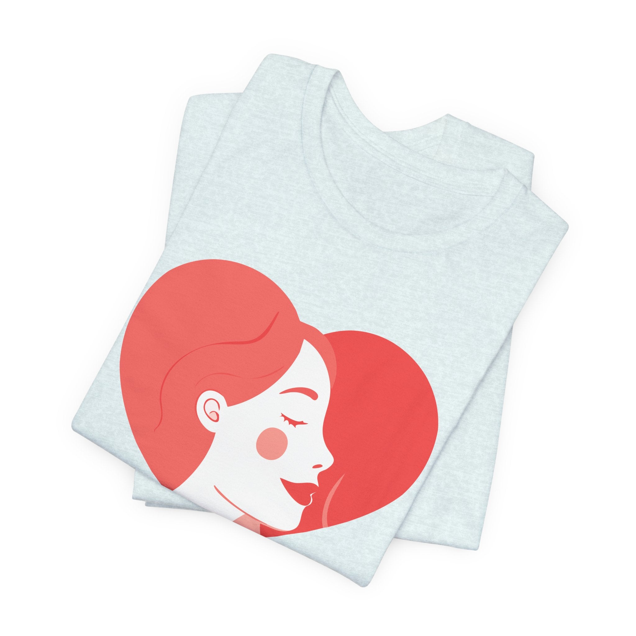 Heart Profile Tee - Minimal Romantic Woman Illustration T-Shirt