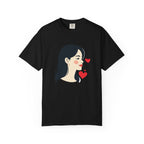 T-Shirt — Minimal Cute Girl Profile with Hearts Graphic