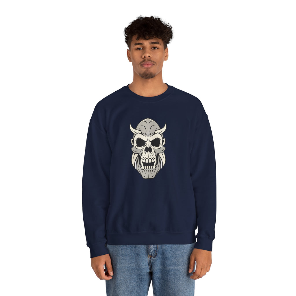 Skull Demon Crewneck Sweatshirt Gothic Horned Skull Graphic
