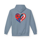 Patriotic Heart Face Hoodie Red White Blue Love Graphic