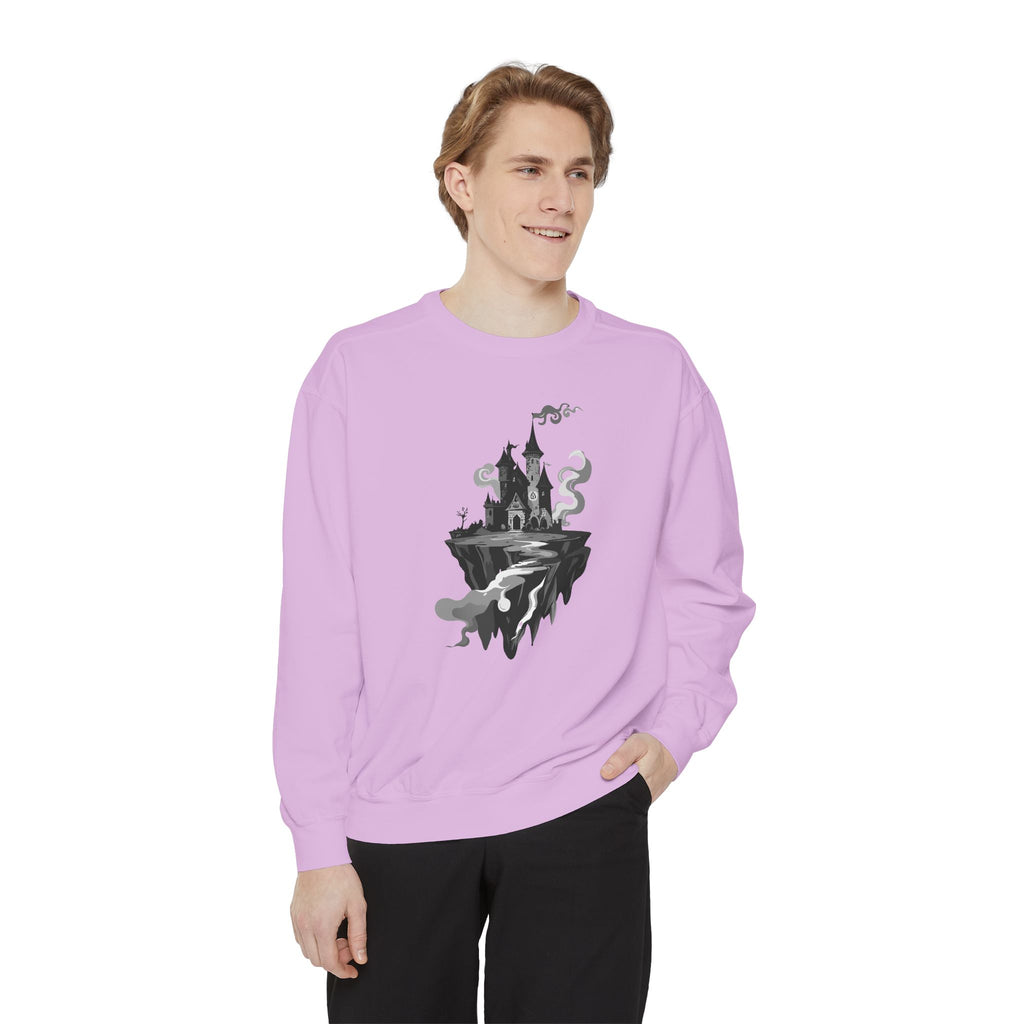 Floating Haunted Castle Sweatshirt Gothic Floating Island Crewneck