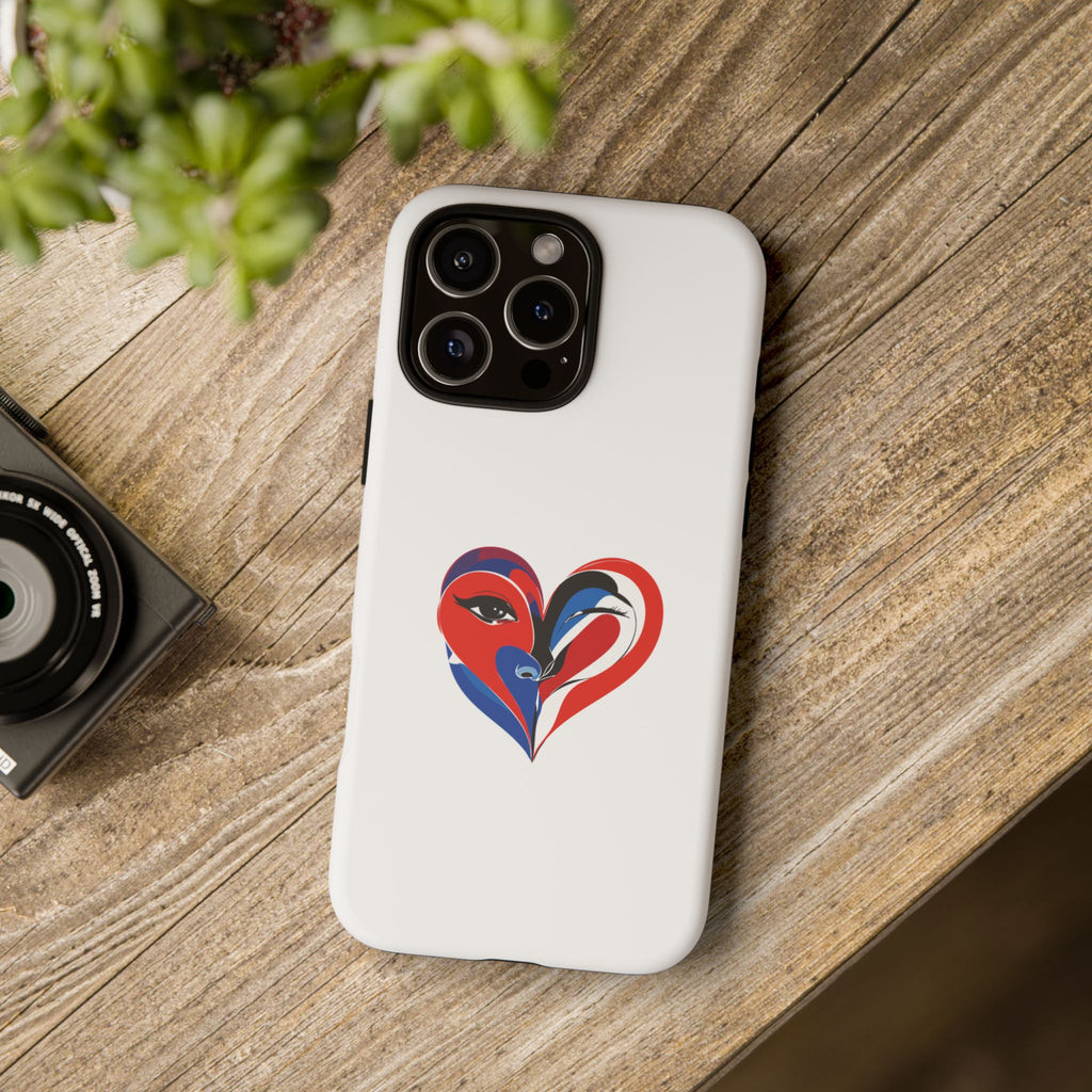 Heart Face Phone Case Red & Blue Abstract Love Design
