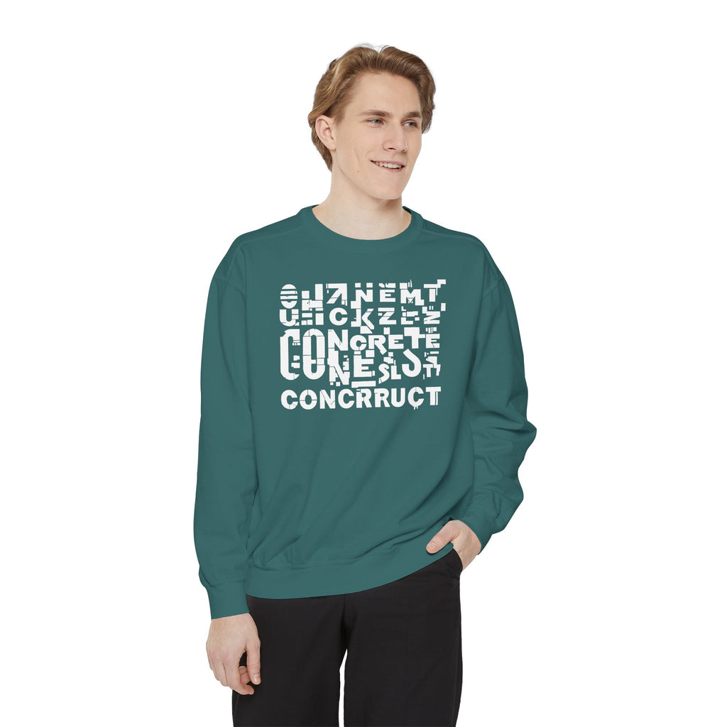 Concrete Script Sweatshirt Urban Typography Garment-Dyed Crewneck