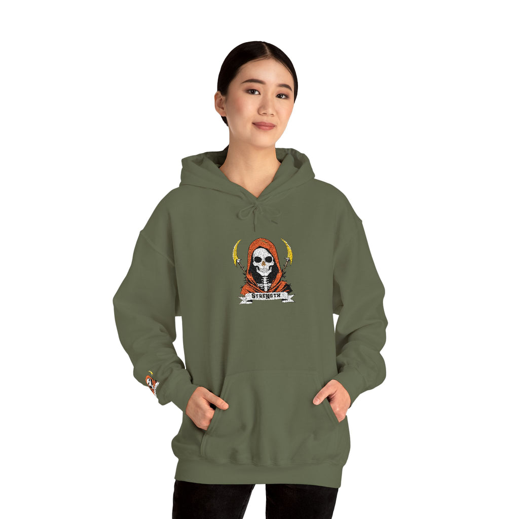 Embroidered Skull Reaper Hoodie Gothic Grim Reaper Graphic Sweatshirt