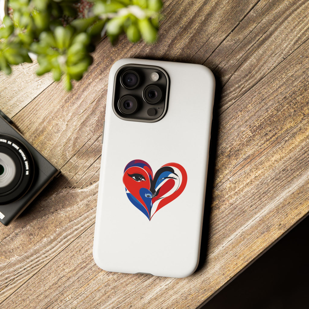Heart Face Phone Case Red & Blue Abstract Love Design
