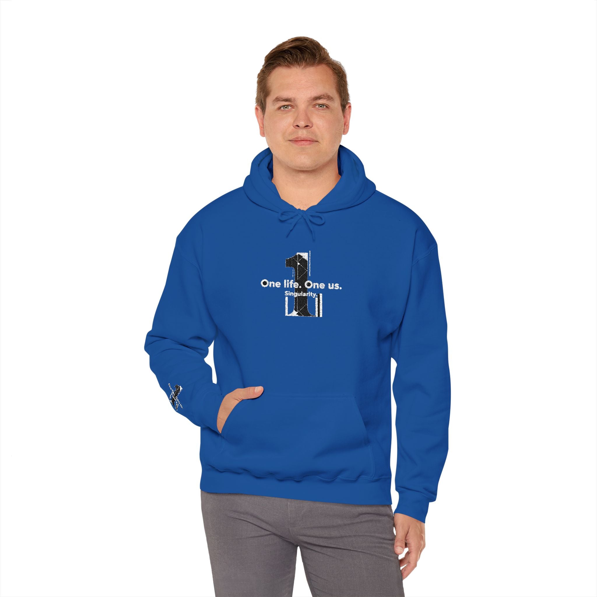 Hoodie Distressed 'One life, One us.' Minimal Graphic Pullover