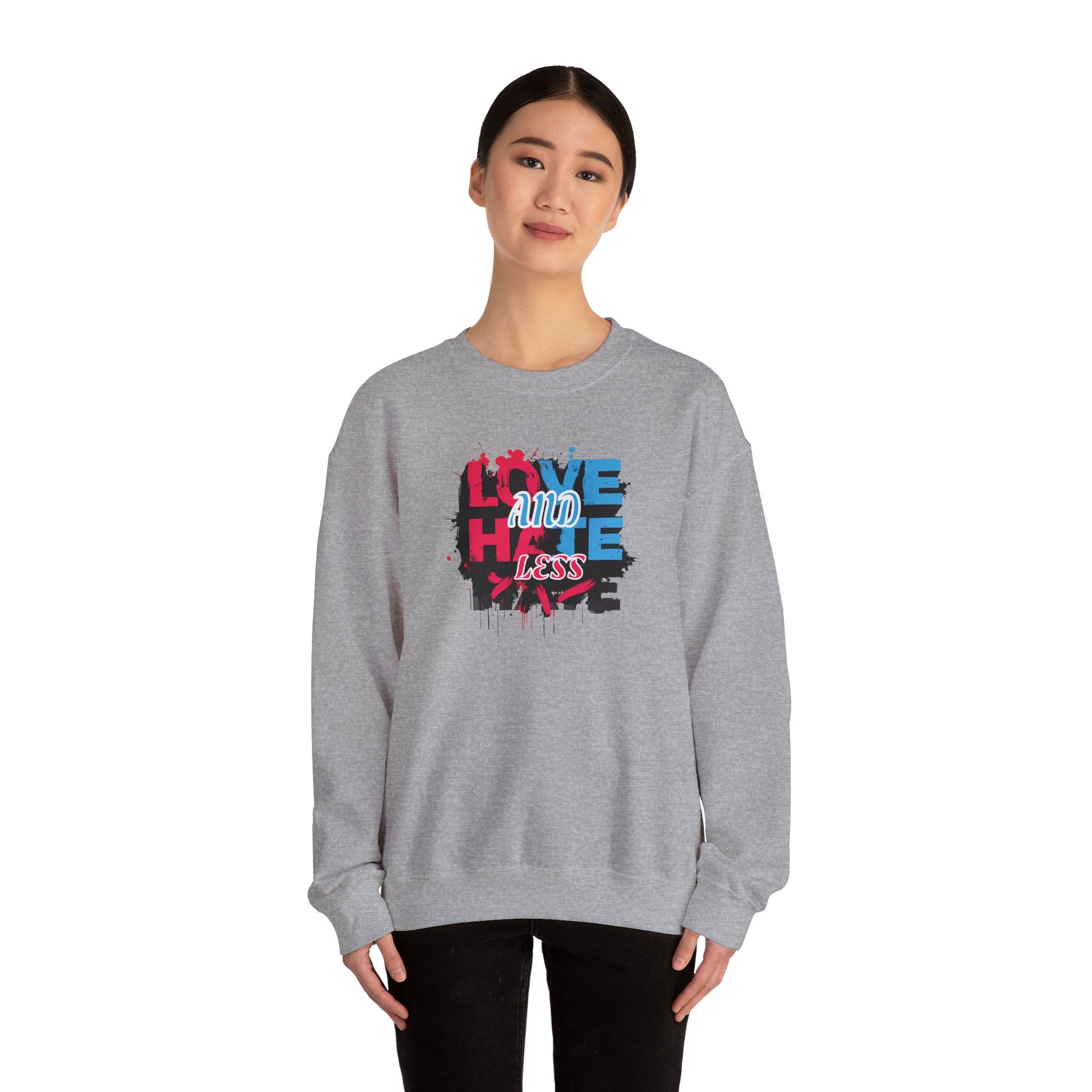 Crewneck Sweatshirt 'Love and Less Hate' Graffiti Heart Design