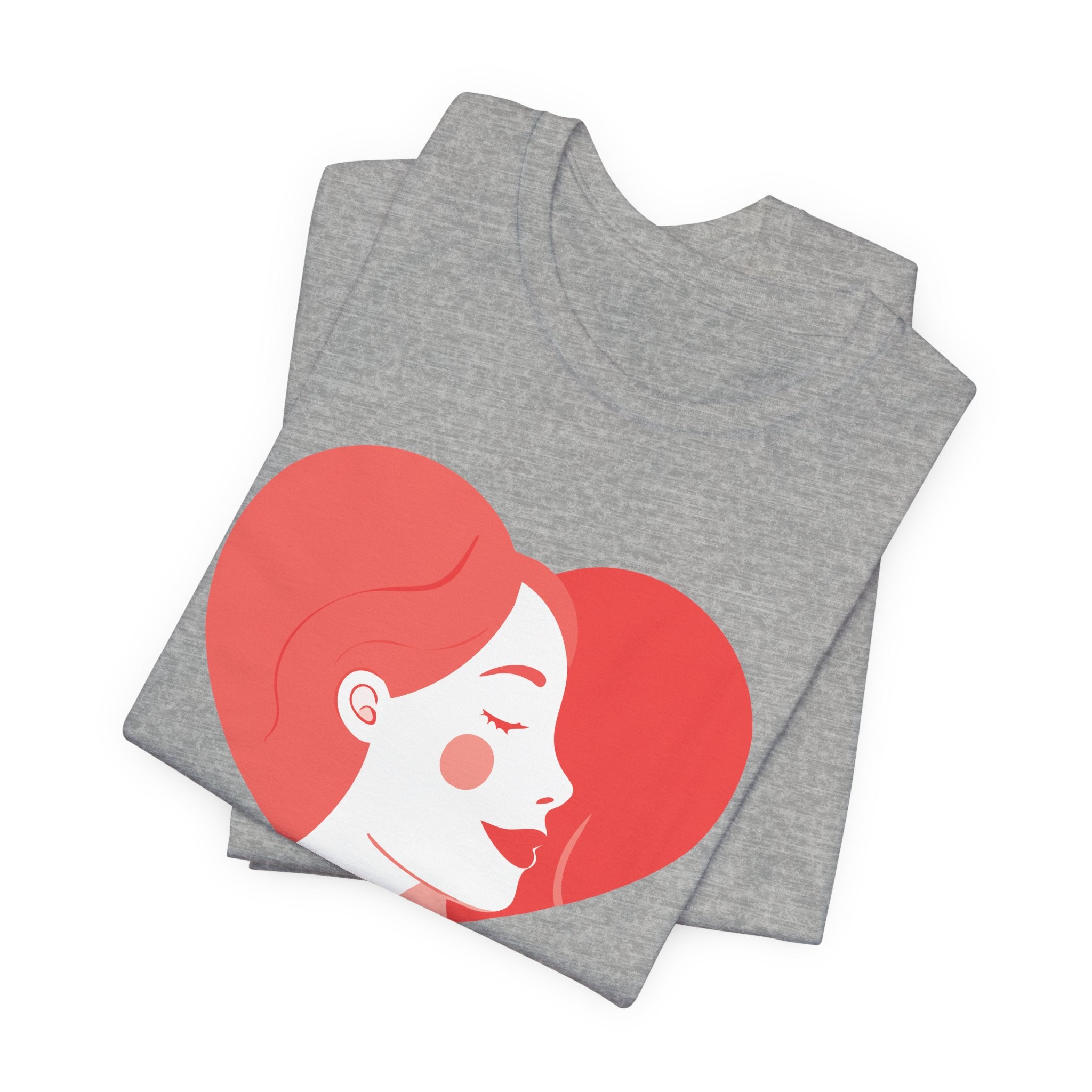 Heart Profile Tee - Minimal Romantic Woman Illustration T-Shirt