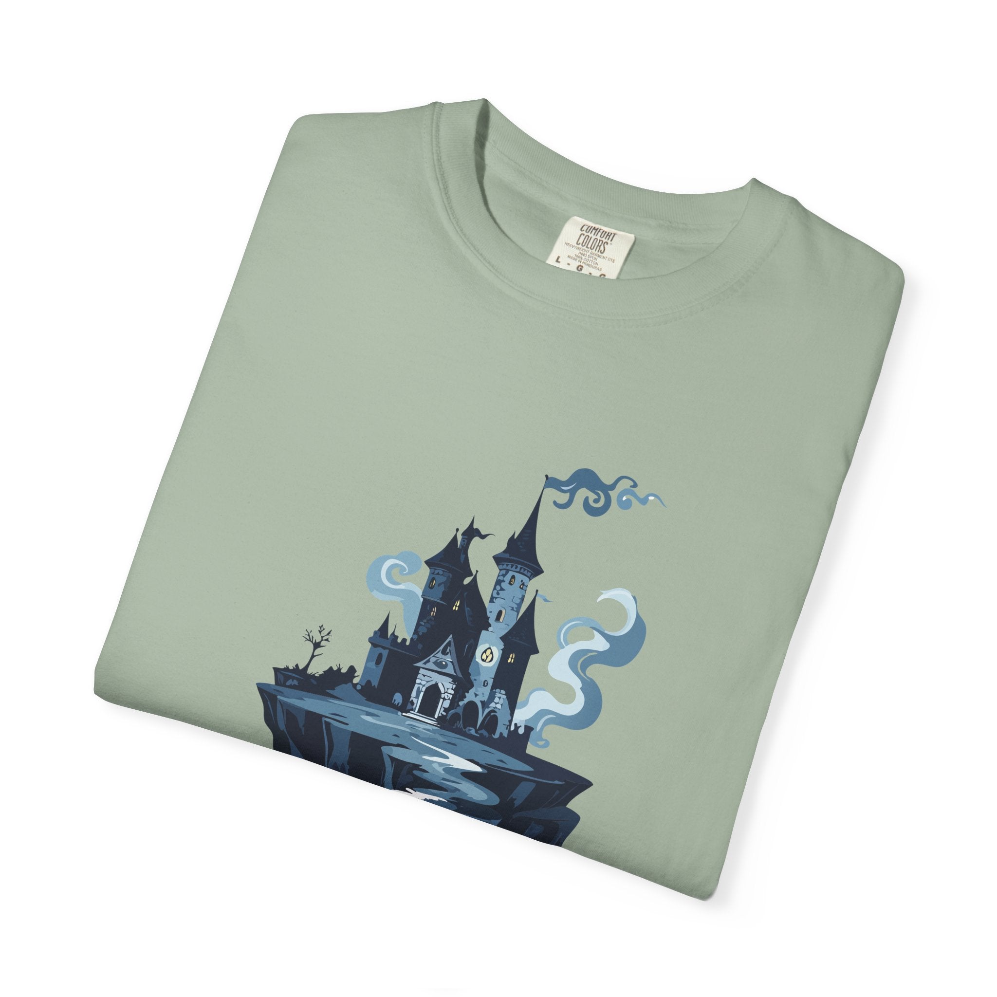 Floating Haunted Castle T‑Shirt Spooky Gothic Fantasy Tee
