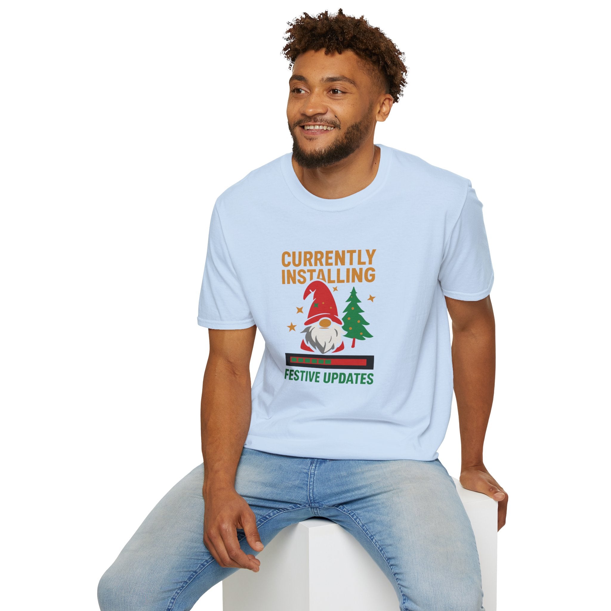 Currently Installing Festive Updates Christmas T-Shirt Holiday Gnome Tee