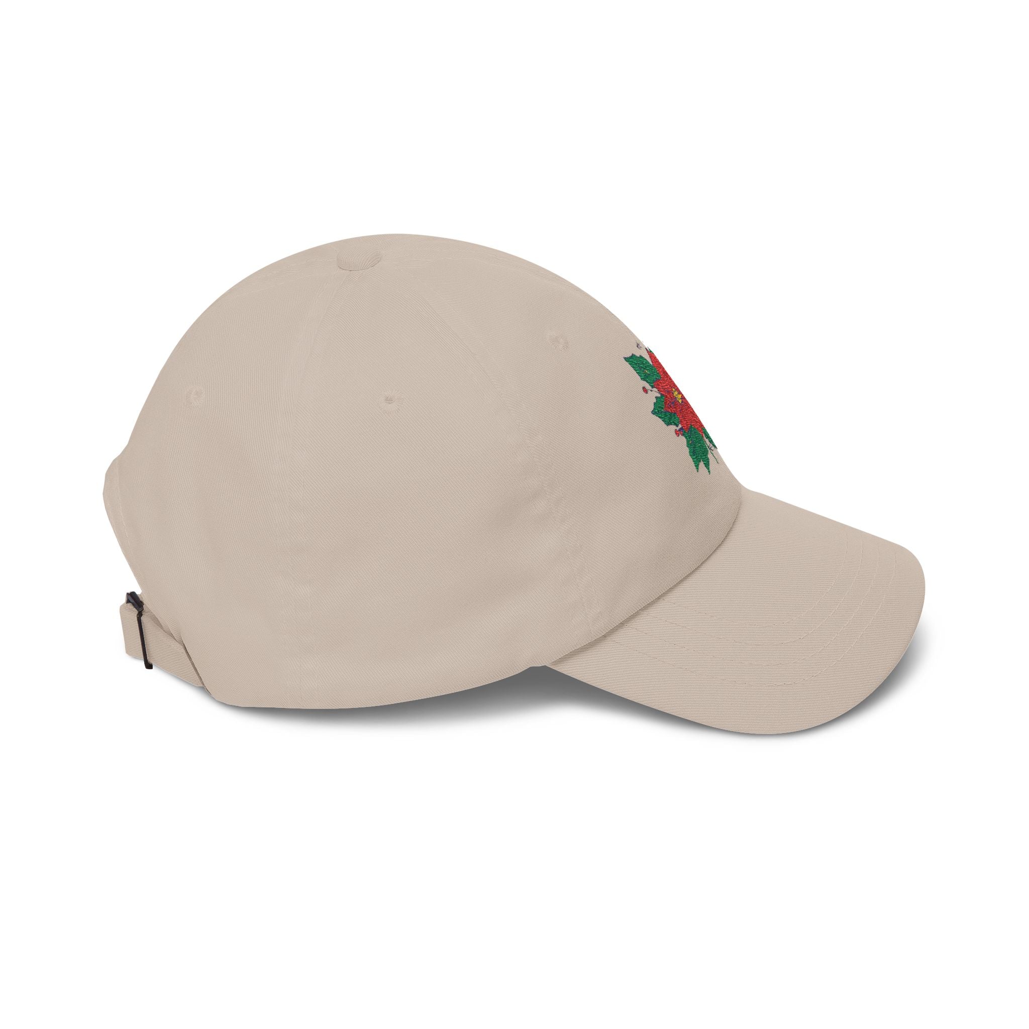 Poinsettia Dad Cap Holiday Floral Embroidered Baseball Hat