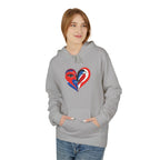 Patriotic Heart Face Hoodie Red White Blue Love Graphic