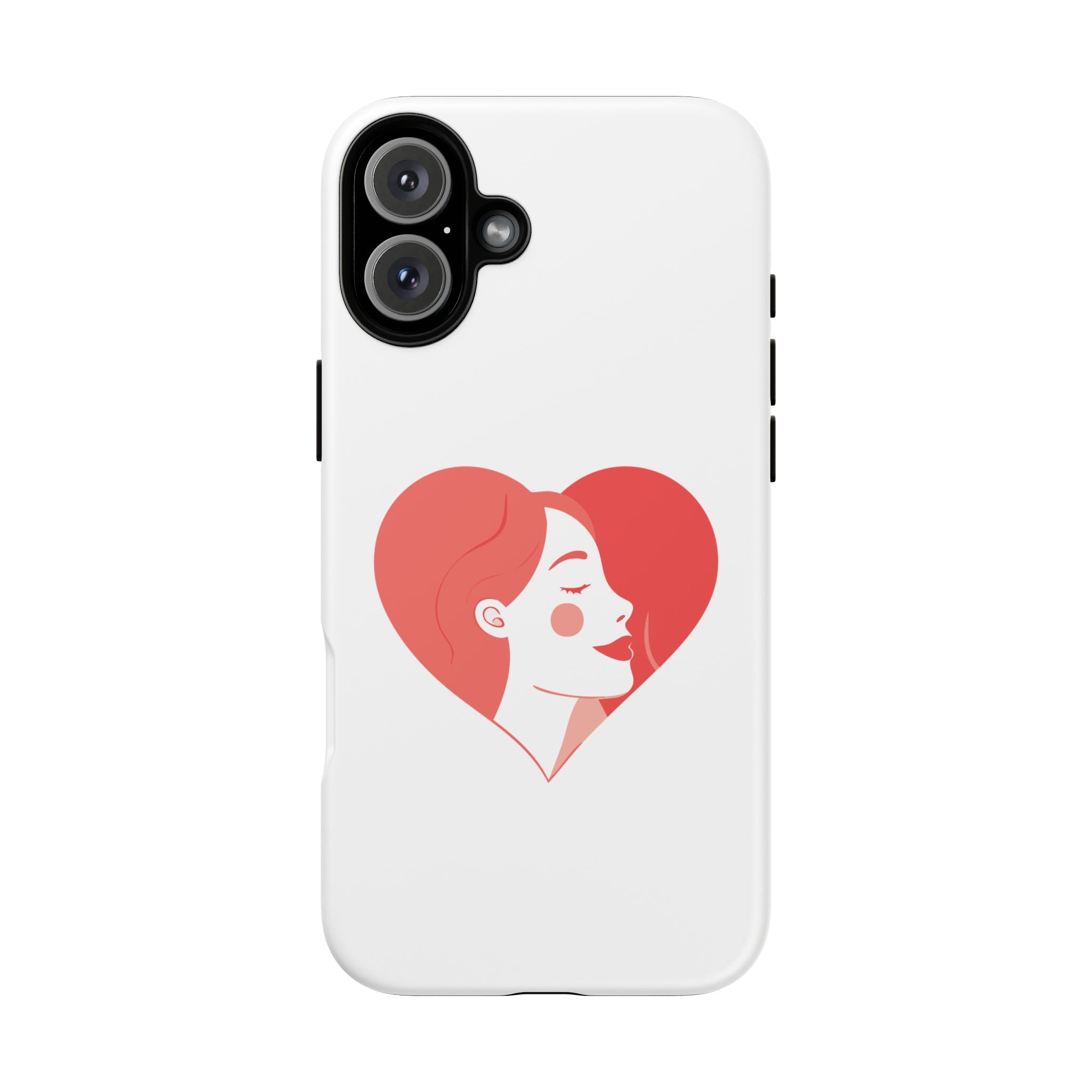 Phone Case — Minimal Heart Portrait Protective Tough Case (Pink Girly Love Design)