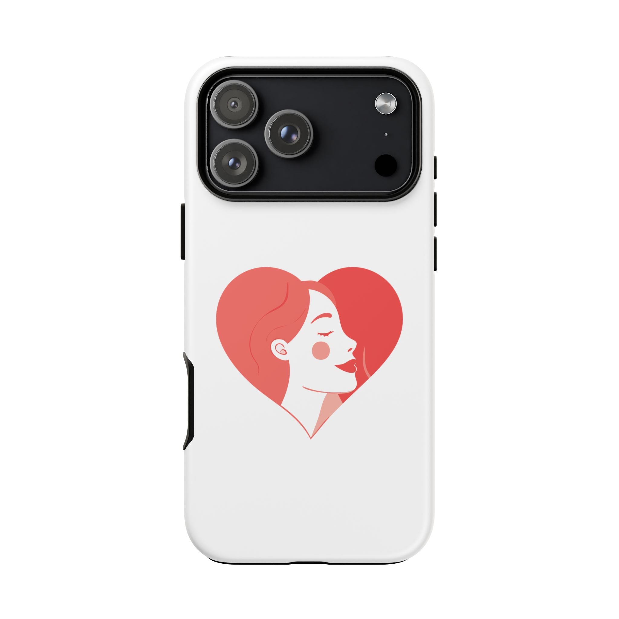 Phone Case — Minimal Heart Portrait Protective Tough Case (Pink Girly Love Design)