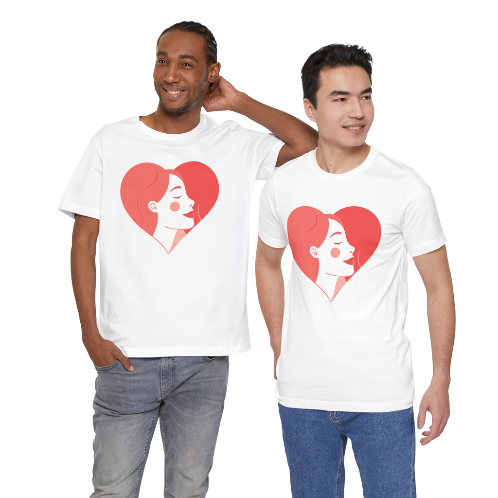 Heart Profile Tee - Minimal Romantic Woman Illustration T-Shirt