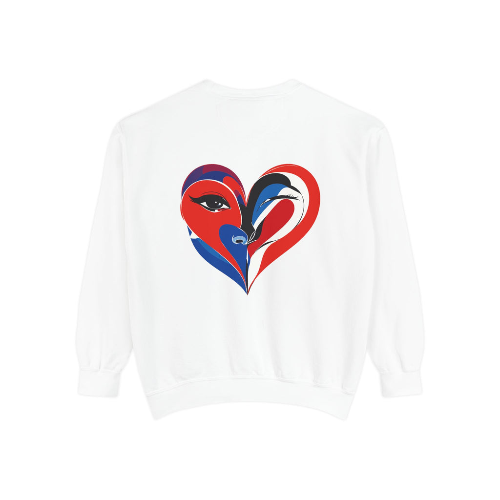 Heart Portrait Sweatshirt Artistic Dual-Face Love Graphic