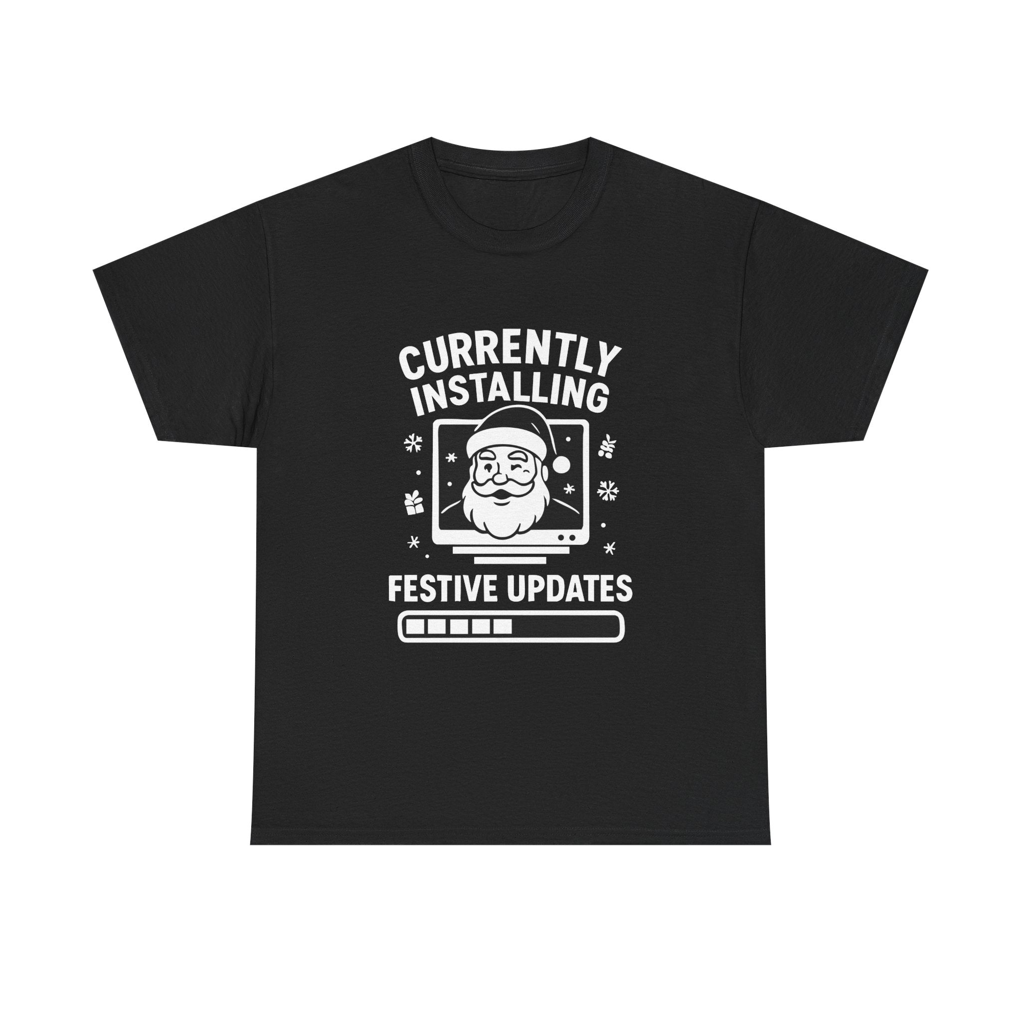 Currently Installing Festive Updates T-Shirt Funny Santa Christmas Holiday Tee