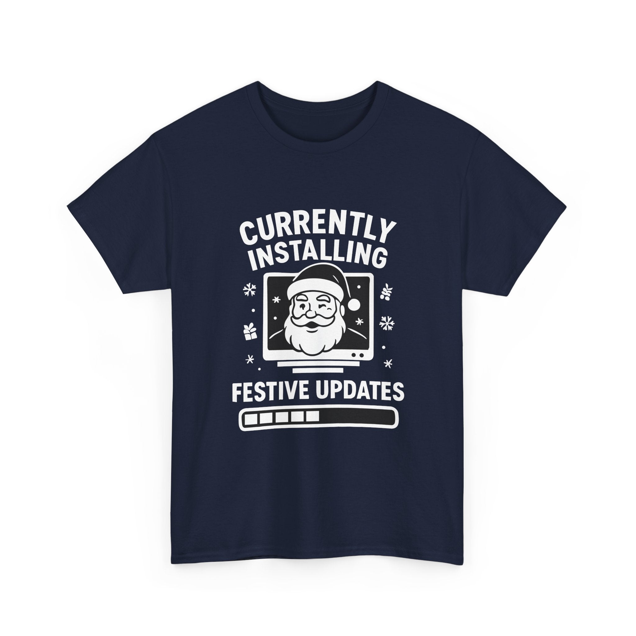 Currently Installing Festive Updates T-Shirt Funny Santa Christmas Holiday Tee