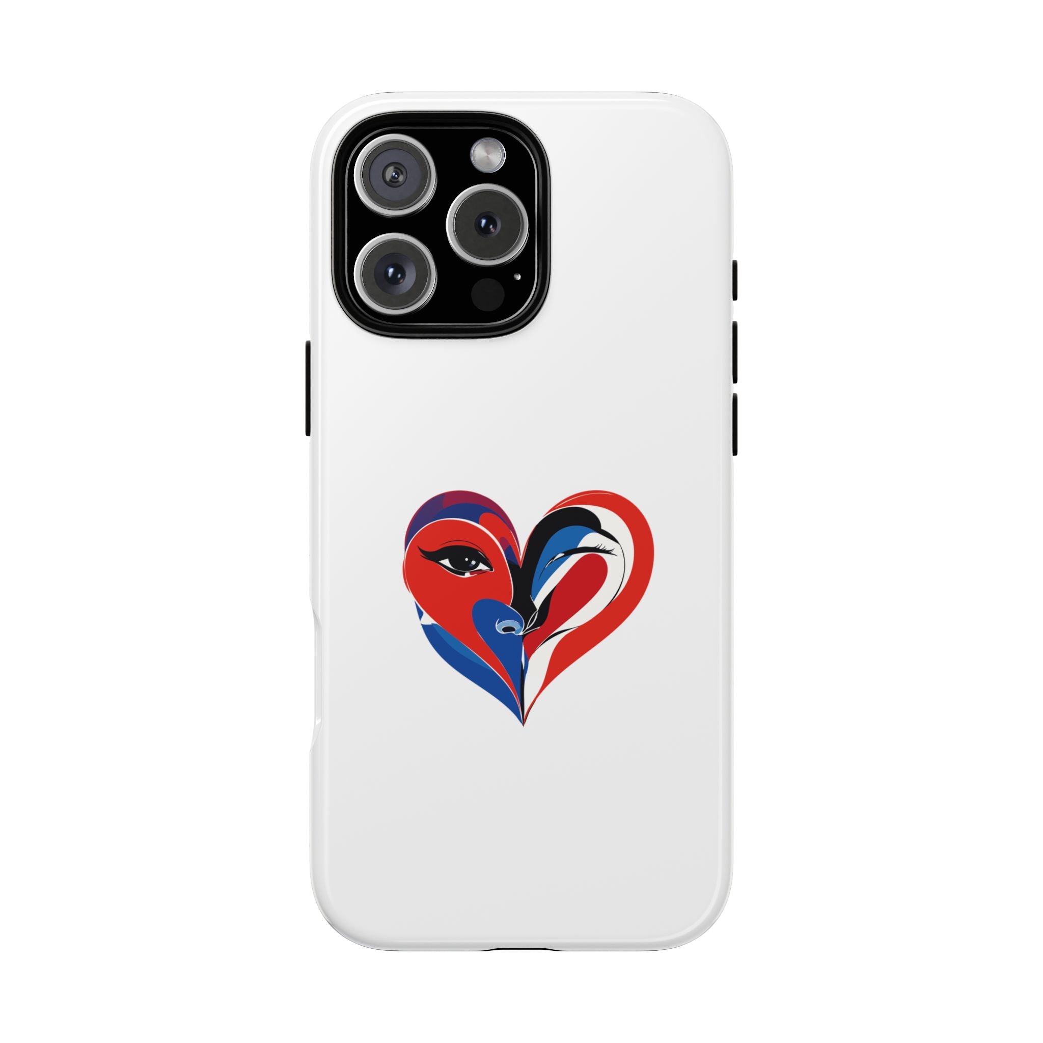 Heart Face Phone Case Red & Blue Abstract Love Design